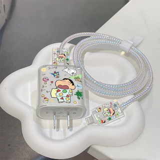 Crayon Shin chan Apple Charger ฝาครอบป้องกัน 20w สายเคเบิลข้อมูล Anti Break เหมาะสําหรับ iPhone 13/14/15/16