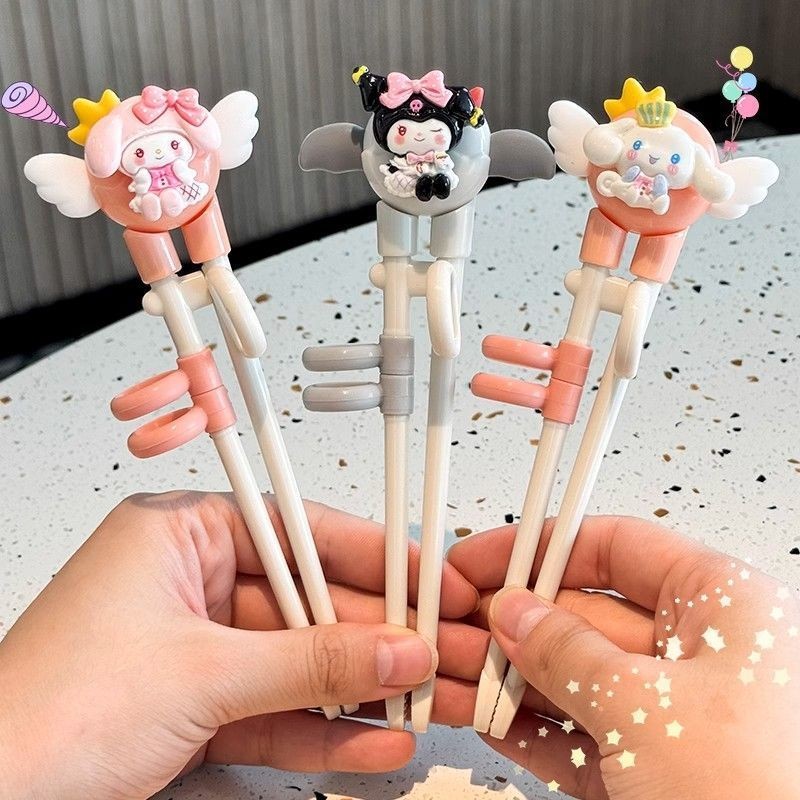 การ์ตูนน่ารักตะเกียบเด็กเด็กเริ่มต้นแก้ไขการปฏิบัติการเรียนรู้การฝึกอบรมเด็กตะเกียบ