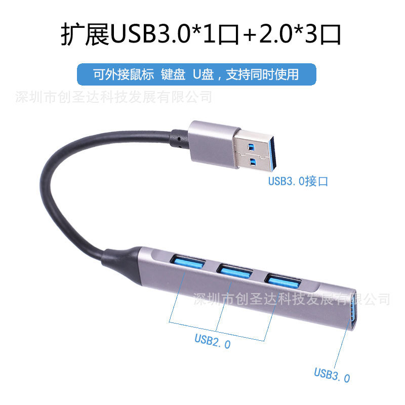 Cross-Border E-Commerce Type-cUSB3.0 HUB Docking Station อลูมิเนียม OTG 4 พอร์ต 3.0 Hub usb2.0 hub
