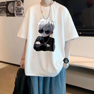 เสื้อยืดผู้ชาย สกรีนลายการ์ตูนแฟชั่นสุดเท่ คอกลม-แขนสั้น oversize t-shirt เสื้อยืดสตรีทแฟชั่นสุดฮิต เสื้อยืดผู้ชายคนอ้วน
