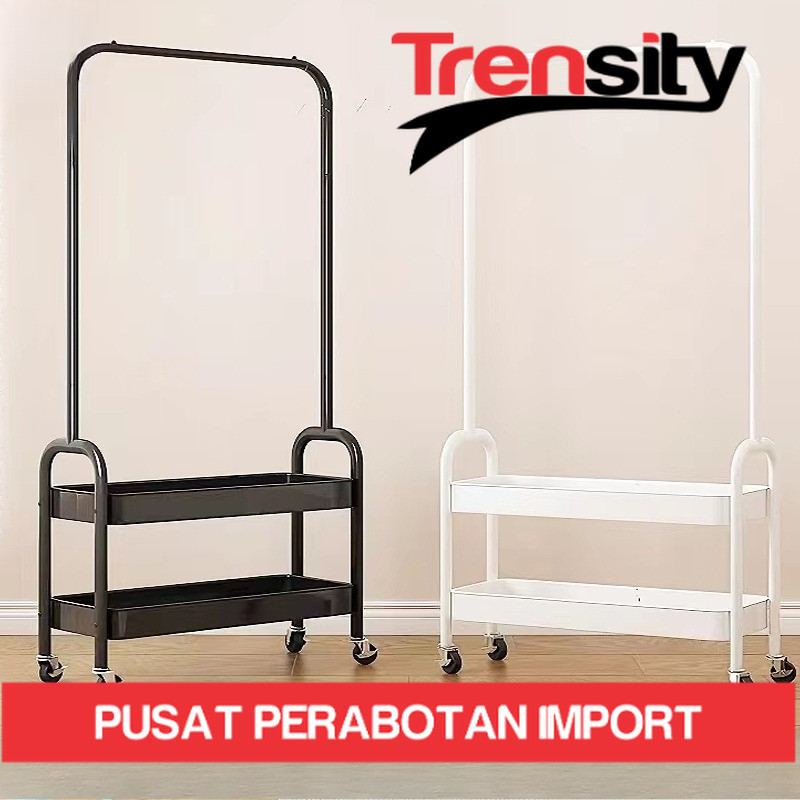 GANTUNGAN Aesthetic Clothes Pants Shoe Hanger Rack Hanger Clothes Rack Wheels Stand Hanger 2 ชั้น Ir