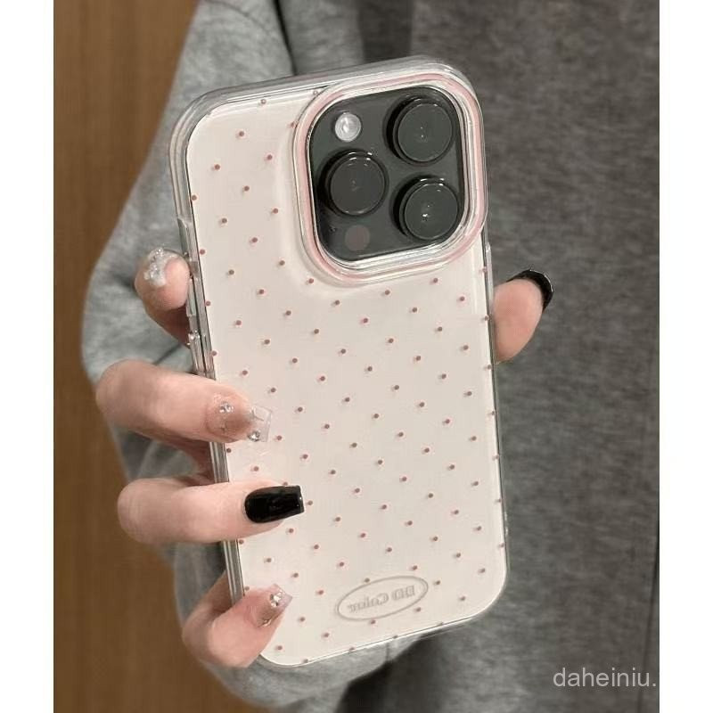 SAMSUNG สีชมพูลายจุดIMDสองชั้นเคสโทรศัพท์สําหรับSamsung S22 S25 S21 S24 S23 S21FE S23FE S24PLUS S22P