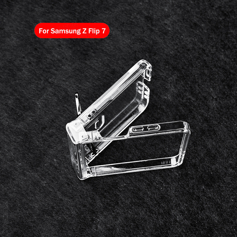 transparent shell with ring For Samsung Galaxy Z Flip 7 5G ZFlip7 zFlip Flip7 Casing whit hinge ราคา ถูกที่สุด ดีลบีเคเค แกลเลอรีภาพที่ 8
