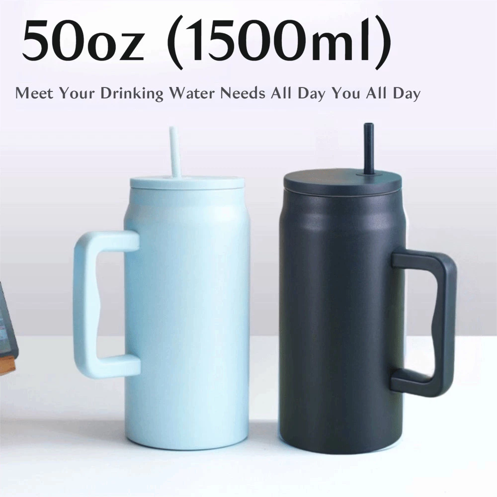 FLORIXX แก้วเก็บอุณหภูมิ 50oz 1500ml พร้อมหูหิ้วและฝาฟาง thumbnail 7
