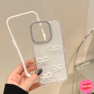 เกาหลี 3D Pearl Bowknot Glitter Diamond TPU เคสโทรศัพท์สําหรับ iPhone 16 15 14 Plus 13 12 11 Pro Max 15Pro 2 IN 1 Thicken ป้องกันมือถือกลับปลอก