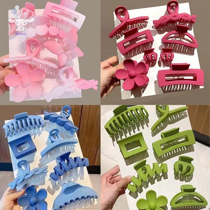 [San] 8 ชิ้น/เซ็ตคลิปกรงเล็บผมอุปกรณ์เสริมหลายสไตล์ Grabber คลิปฉลามสําหรับผมหนาสําหรับผู้หญิงลื่น POP