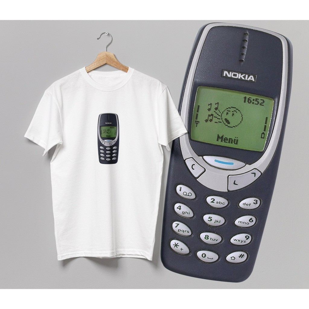 เสื้อยืดลายNokia3310 โทรศัพท์รุ่นเก่าที่ฮิตมากเมื่อก่อน ทนมาก ยุคเก่า ย้อนยุควินเทจ มีทั้งเสื้อดำและ