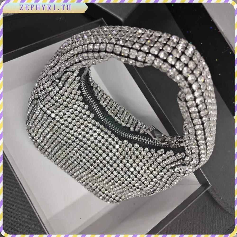 [zephyr1.th] กระเป๋าสตางค์ผู้หญิง Bling สีทึบ Rhinestone อเนกประสงค์สุภาพสตรีแฟชั่นกระเป๋าสตางค์