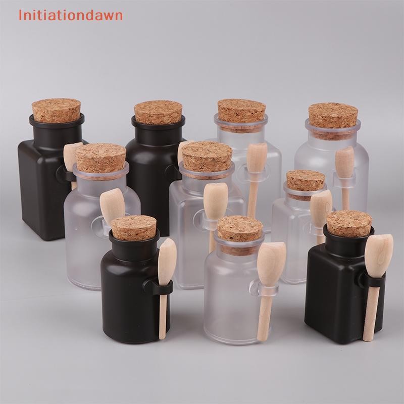 [Initiationdawn] 100-300g รีฟิล Frosted Seal Jar พร้อมช้อนไม้เกลืออาบน้ํา ABS ขวด Soft Cork Storage Stopper คอนเทนเนอร์เดินทางที่ว่างเปล่า