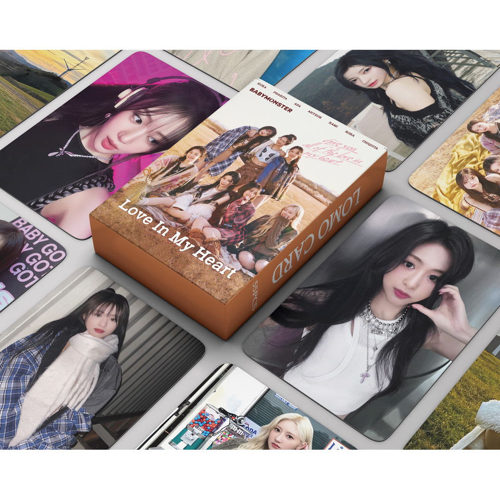55 ชิ้น BABYMONSTER DRIP การ์ด Lomo Love In My Heart CLIK CLAK ดูคุณเคย BABYMONS7ER Photocards AHYEON Asa Chiquita Parita Haram Rora Ruka โปสการ์ดของราคาถูก CX