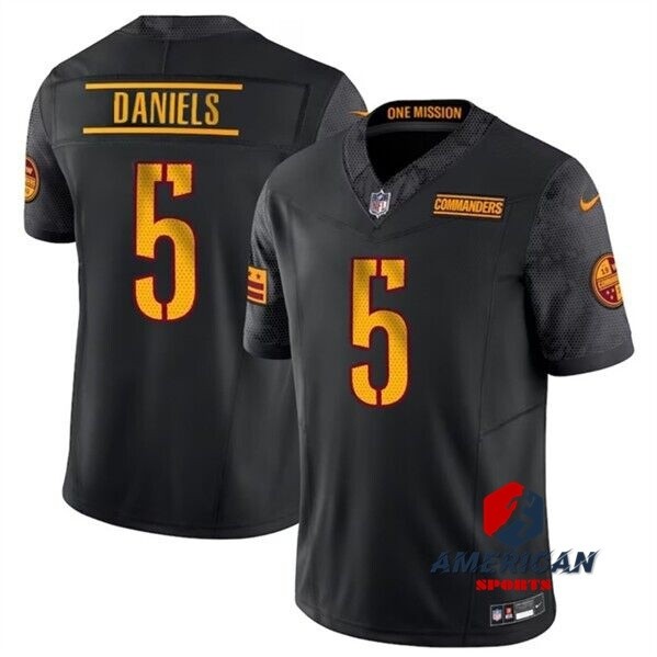 2024-25 เสื้อฟุตบอลผู้ชาย NFL Washington Commanders Jayden Daniels Black Limited American Football Jersey