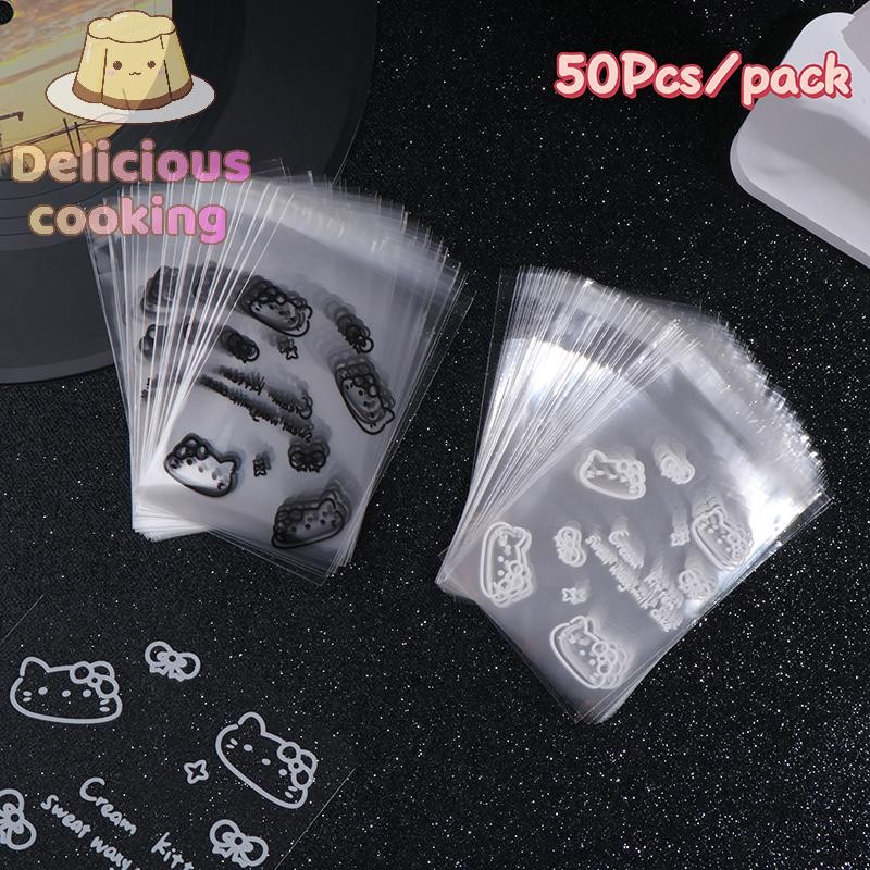 [ทําอาหารแสนอร่อย] 50 ชิ้นการ์ตูน Hello Kitty Self Sealing Bag KT Cat Transparent Opp Bag Self-Adhesive Bags เทศกาลถุงของขวัญบรรจุภัณฑ์ถุง [ใหม่]