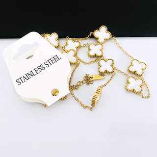 สิบดอกไม้13มมสองด้านสี่ใบโคลเวอร์สร้อยคอไทเทเนียมเหล็ก18เคคลาสสิกแฟชั่นไม่ซีดจางสามารถอาบน้ําสวมสร้อยคอ-- *-