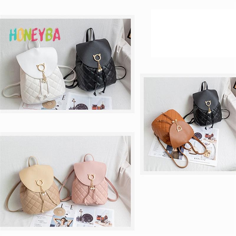 <Honeyba> Women PU Leather Shoulder Mini Small Backpack Multi-Function Student Backpack Nice
