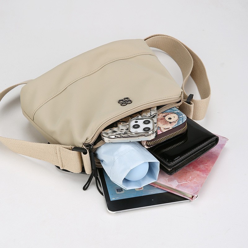 bag_1(BAG2283) กระเป๋าสะพายข้างผ้าไนล่อนมี4ช่องซิป ทรงสีพื้น-ขนาด 10 นิ้ว