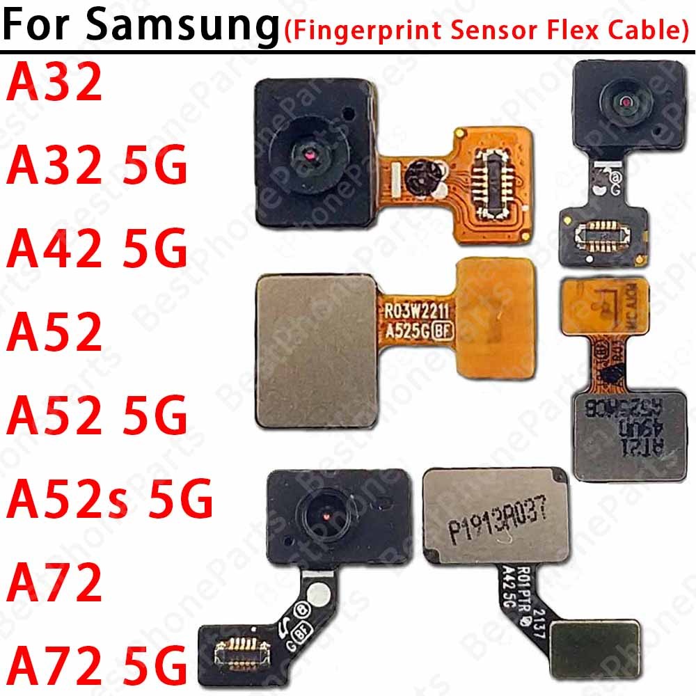 Original ปุ่มเซ็นเซอร์ลายนิ้วมือ Flex สําหรับ Samsung Galaxy A32 A42 A52 A52s A72 5G A326 A426 เปลี่ยน