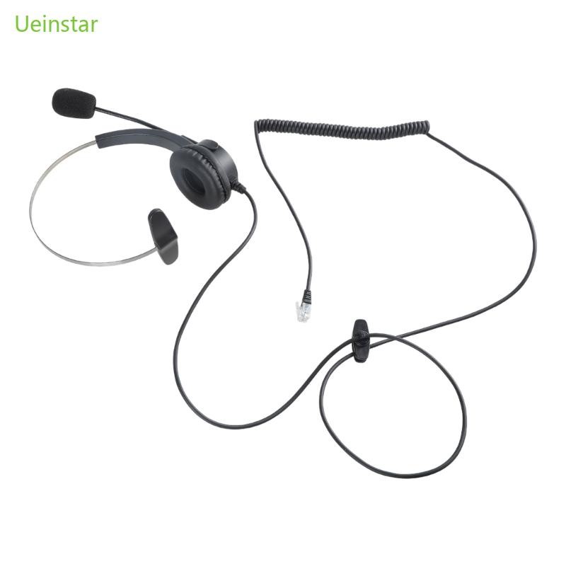 Uein 4-Pin RJ11 Monaural Wired Operator Call Center ชุดหูฟังโทรศัพท์หูฟัง BK