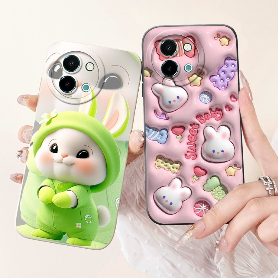 เคสโทรศัพท์ Vivo Y38 Y58 5G ป้องกันกล้องซิลิโคนอ่อนนุ่มน่ารักการ์ตูนพิมพ์สําหรับ Vivo Y58 5G V2355 B
