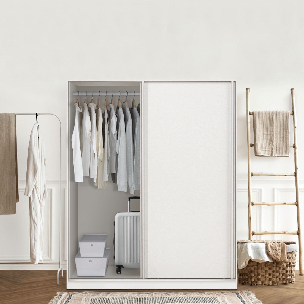 Koncept Furniture ตู้เสื้อผ้าบานเลื่อน ขนาด 160 ซม. รุ่น Havin สีขาว (160x60x200)  แบรนด์ KONCEPT FURNITURE