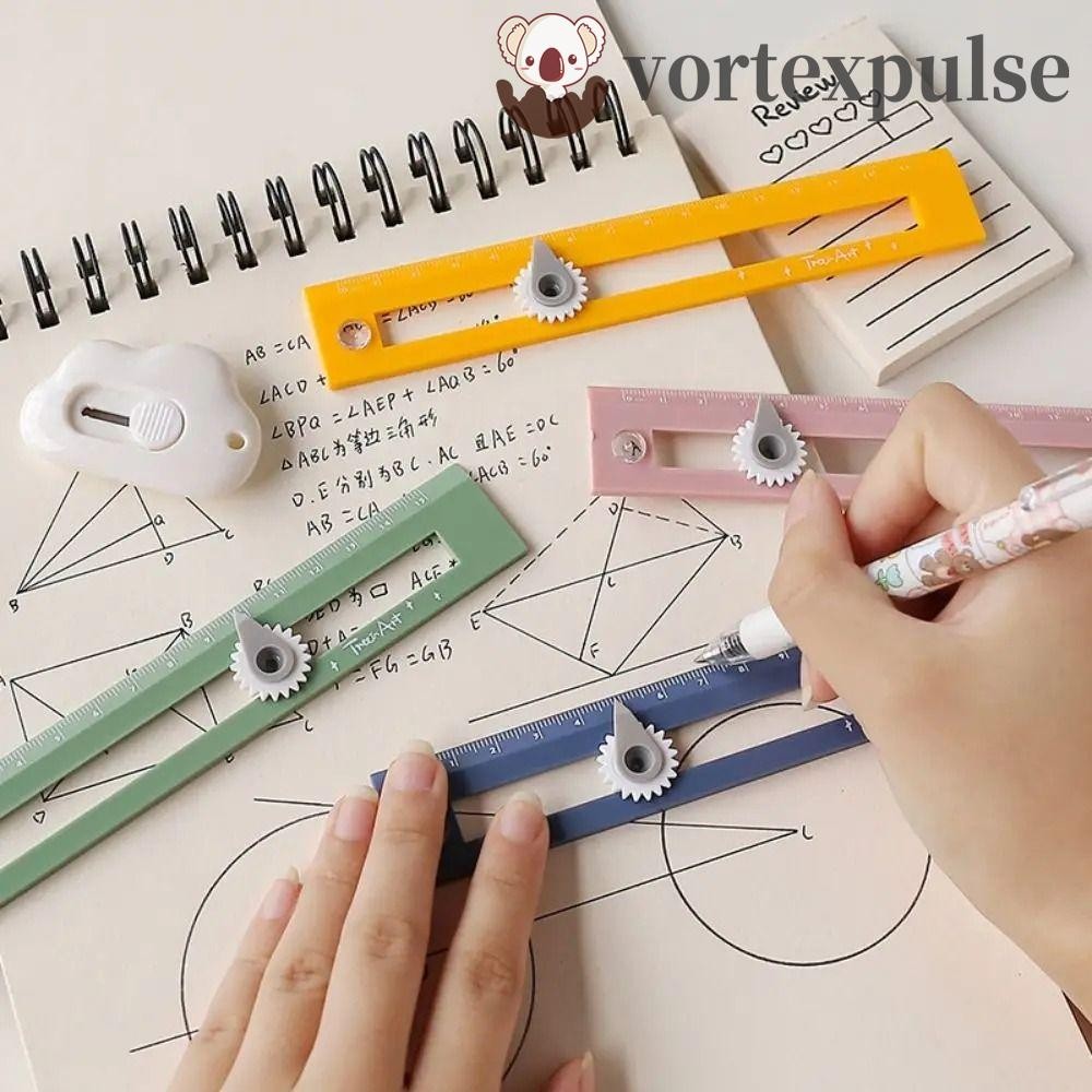 Vortexpulse ไม้บรรทัดเรขาคณิต,วาด 2 in 1 เข็มทิศไม้บรรทัด,ที่มีประโยชน์ Multi-function วัดร่าง DIY เครื่องมือวงกลมสํานักงานโรงเรียน