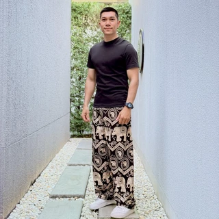 กางเกงยาว43นิ้วสำหรับคนสูงผ้าไหมญี่ปุ่น ลายช้างและลายอื่นๆ