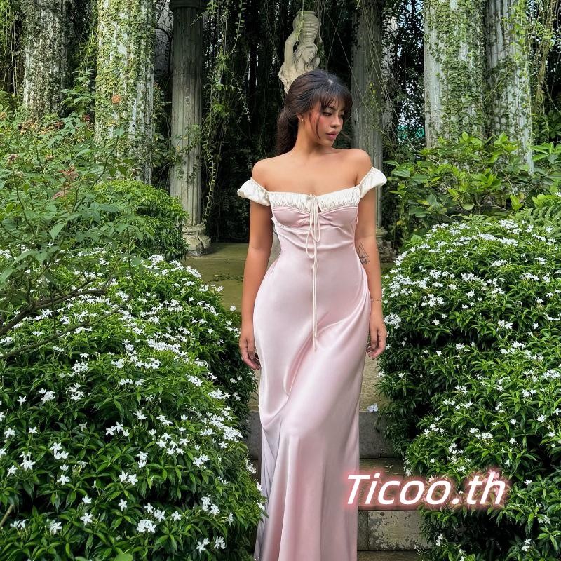 ผู้หญิงปิดไหล่สบายๆสีคมชัดแขนสั้นชุด บอดี้คอน สําหรับค็อกเทลบีชคลับ สตรีทแวร์ - รูปที่ 2