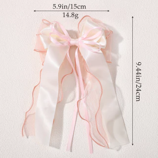 1 ชิ้นลูกไม้ผมโบว์คลิป Coquette Bow Barrettes ยาวหางริบบิ้นสําหรับผู้หญิงคริสต์มาสวาเลนไทน์งานแต่งงานพรหมอุปกรณ์เสริม