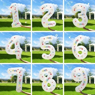 32นิ้ว ขาว ลูกโป่งฟอยล์ ตัวเลข(ตัวเลข 0-9)ลูกโป่งตัวเลข ลูกโป่งอลูมิเนียมฟอยล์ ลูกโป่งวันเกิด ตกแต่งงานปาร์ตี้