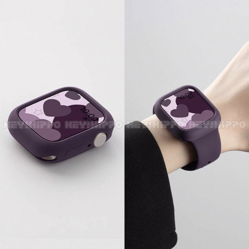 เคสป้องกันซิลิโคนอ่อนนุ่มเหมาะสําหรับสมาร์ทวอทช์ซีรีส์ 10/9/8/7/6/5/4/3/2/1/SE ป้องกันการตกกระแทกสีพลัมเหมาะสําหรับ ฉันดู49/46/45/44/42/41/40/48มม