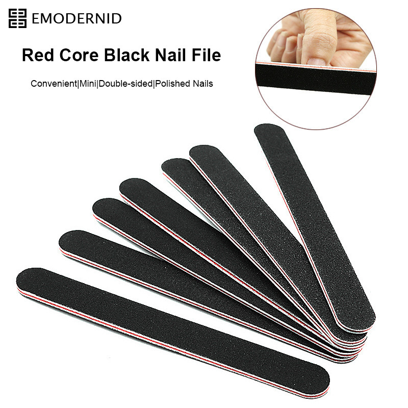 แกนสีแดงไฟล์เล็บสีดำเล็บสองด้านขัดแถบเล็บเครื่องมือศิลปะ-em