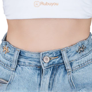 Rubuyou Hollow Four Leaf Clover เอวหัวเข็มขัด สําหรับกางเกงยีนส์กระโปรง DIY เสื้อผ้า สนาปเย็บฟรีไม่มีรอยต่อถอดออกได้-COD