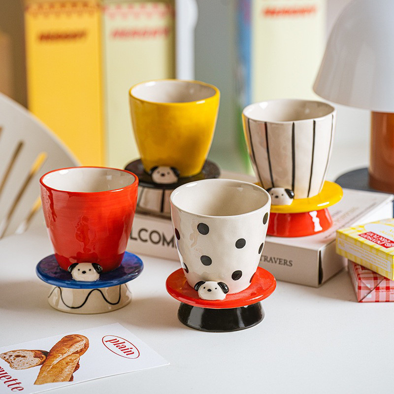 Molly Preferred Molly Preferred Cute Puppy Goblet Creative Hand-Made Water Cupถ้วยเซรามิคมูลค่าสูงถ้วยกาแฟน่ารักของขวัญวันเกิด
