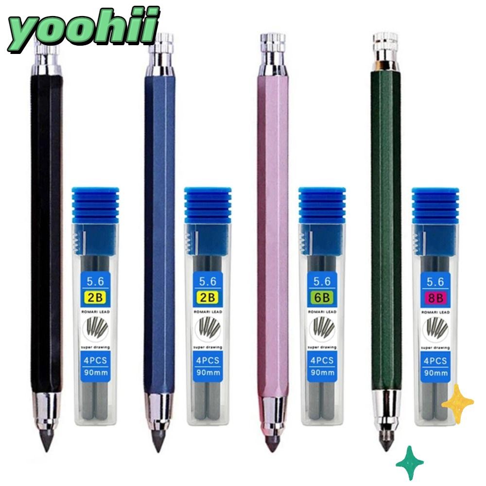 YOOHII ดินสอกด,วาดเขียนเครื่องมือ 5.6 มม.ดินสออัตโนมัติ, Creative 2B/4B/6B/8B ดินสอเติม Sketch การออ
