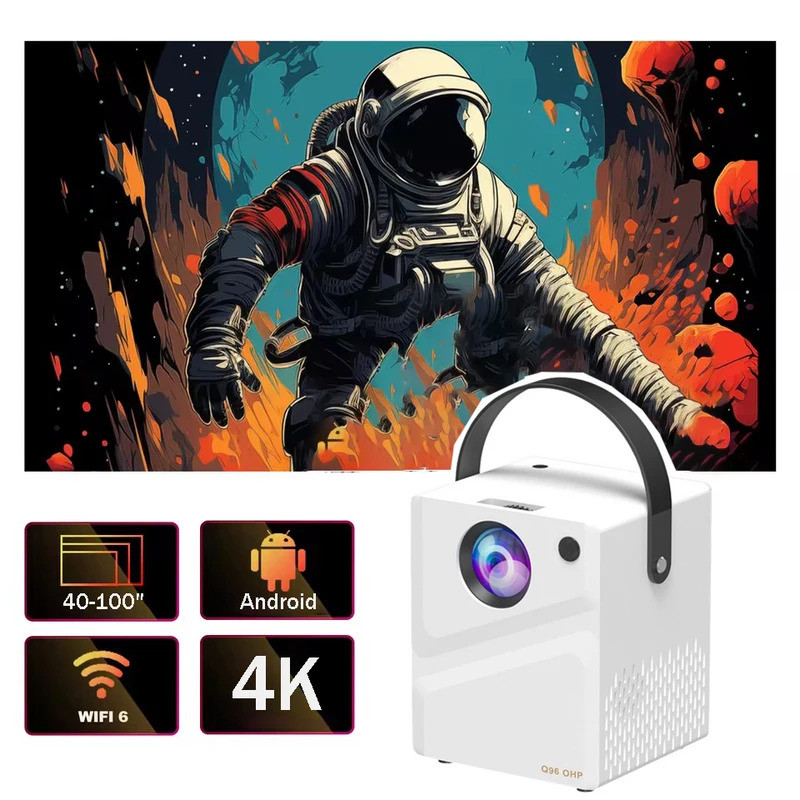 Q96 OHP Android Mini โปรเจคเตอร์สนับสนุน 4K 1080P 4G 5G WIFI BT4.2 โปรเจคเตอร์ 1280*720P Home Cinema