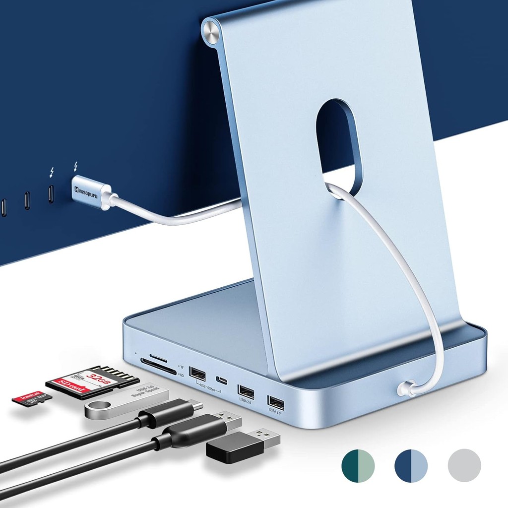 USB C Hub เหมาะสําหรับ iMac 24 นิ้ว 2021/2023/2024, Minisopuru iMac Hub รองรับ M.2 NVMe SSD, iMac อุ