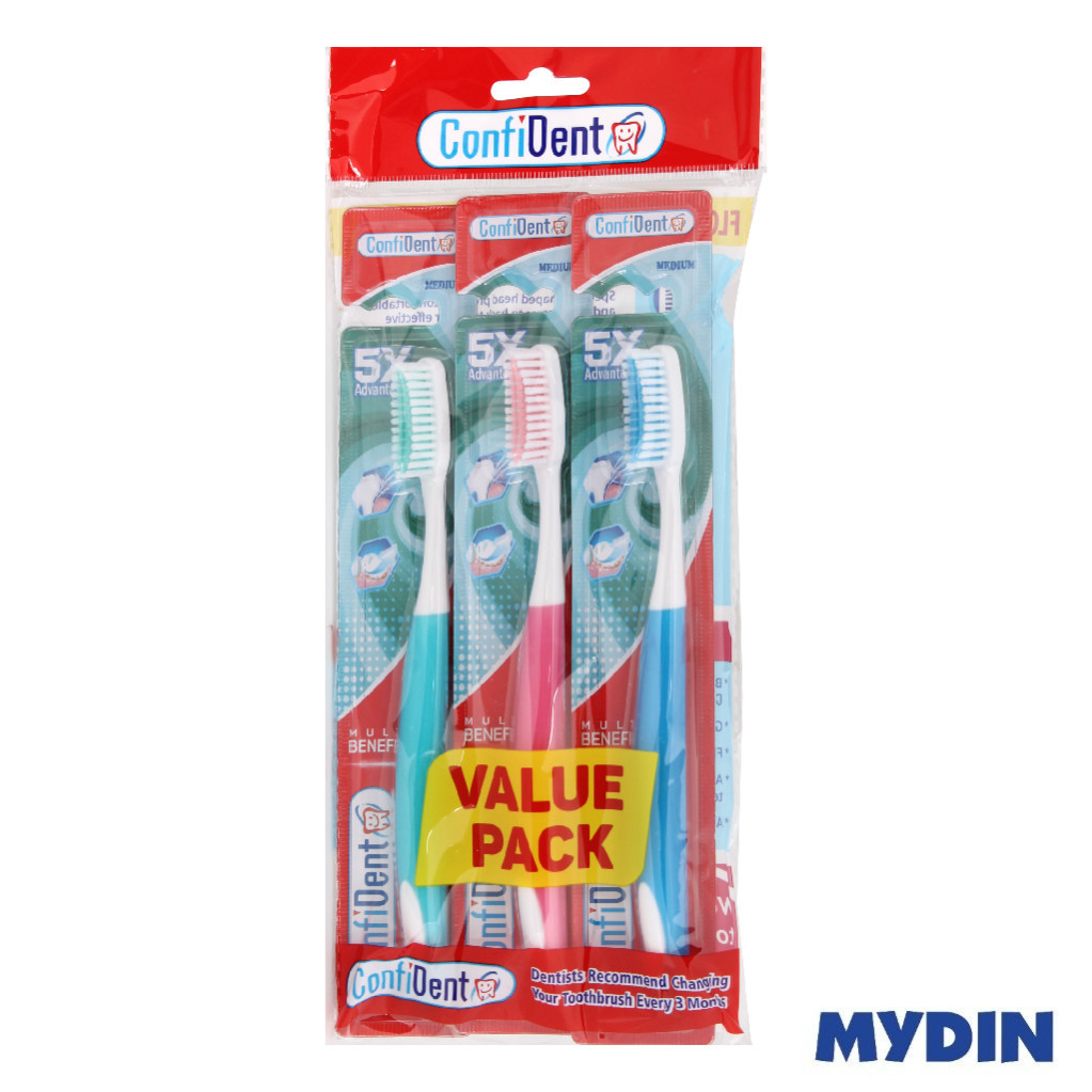 แปรงสีฟันสําหรับผู้ใหญ่ มั่นใจ AG02 (3 ชิ้น)