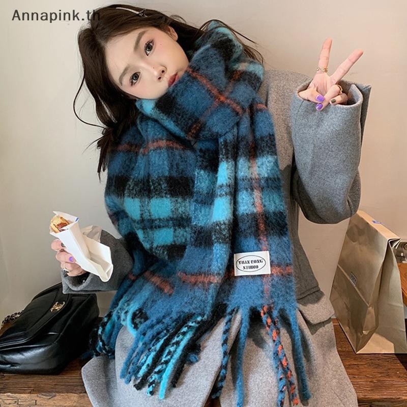 Annapink.th ผ้าพันคอแคชเมียร์ฤดูหนาวนุ่มหลายสไตล์ผ้าพันคอ sel ยาว Mohair หนาผ้าคลุมไหล่สําหรับผู้หญิงสาว EN