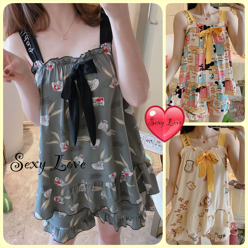 💗Sexy Love💗สไตล์เจ้าหญิงดอกไม้ สไตล์ใหม่ ชุดสลิง ชุดนอน เสื้อผ้าที่บ้าน น่ารัก หลากหลายสไตล์