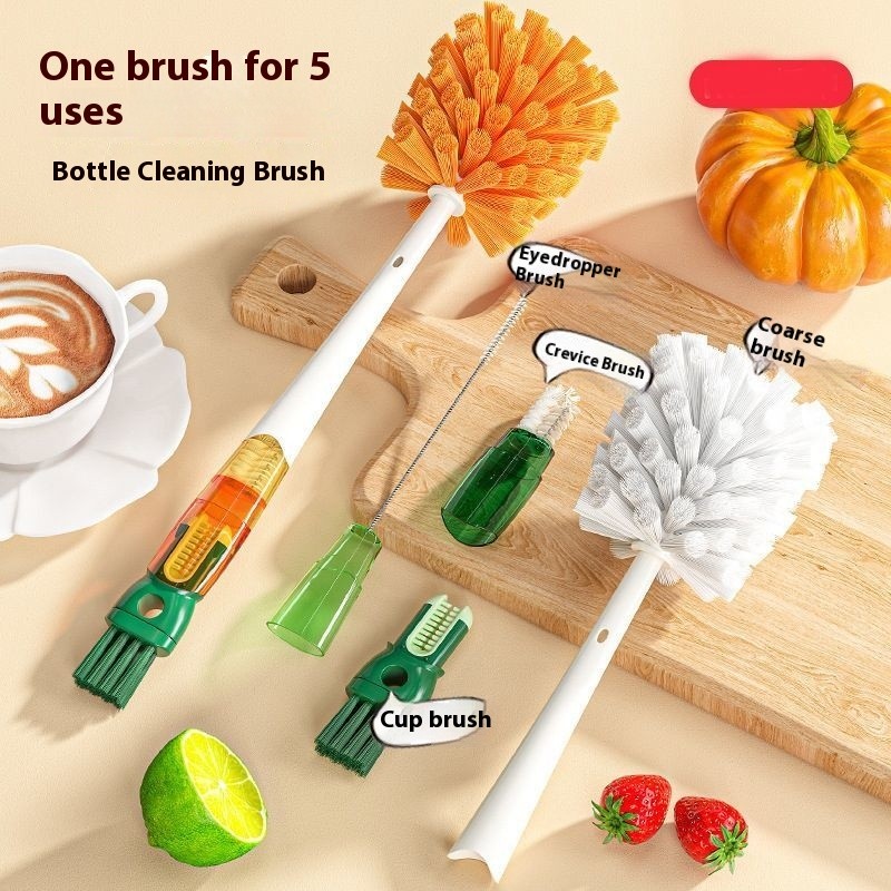 ถ้วยแปรงถ้วยทําความสะอาดฝาถ้วยสูญญากาศแปรงทําความสะอาด 5 ใน 1 มัลติฟังก์ชั่นด้ามยาวขวดนมถ้วยแปรงฟาง