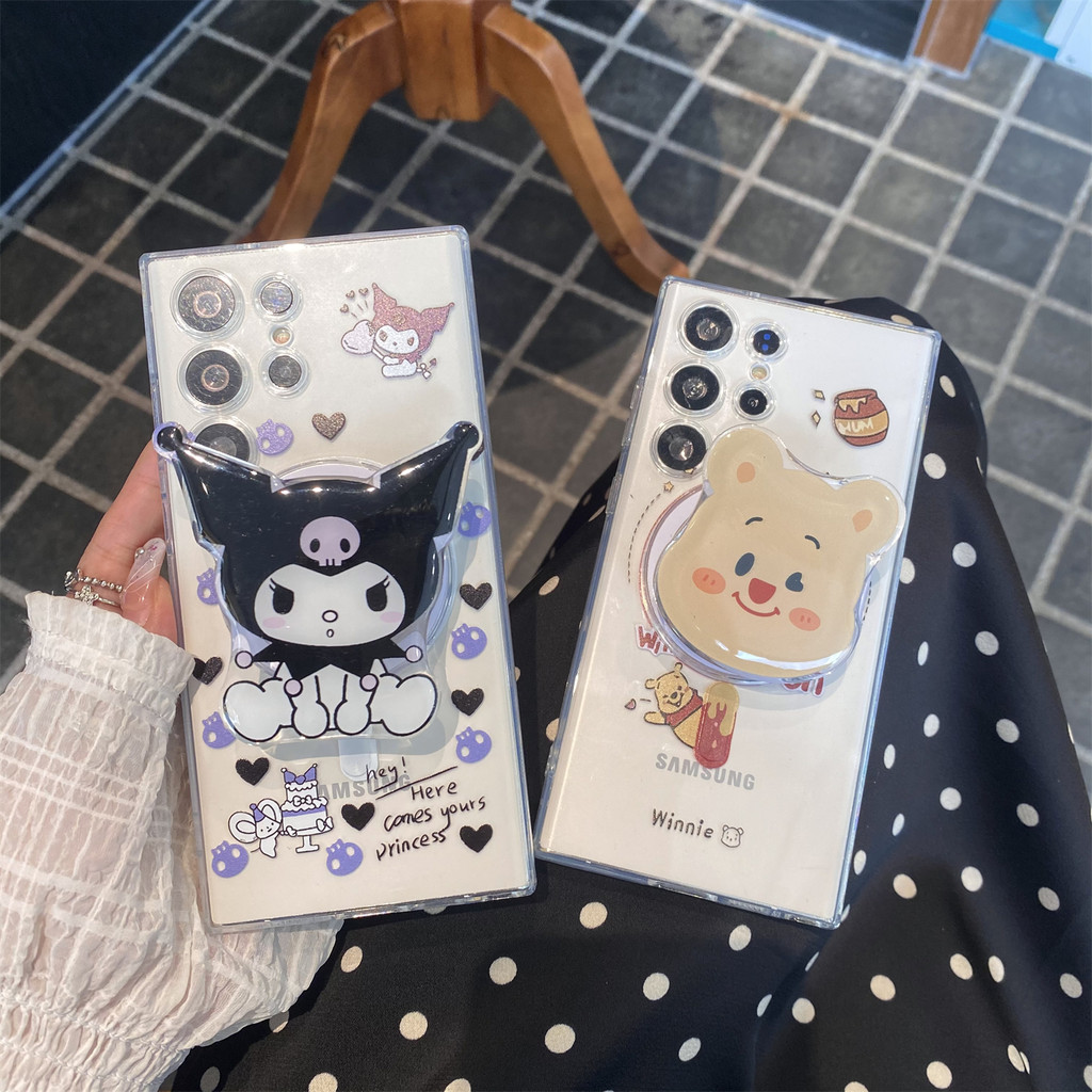 Samsung Samsung Galaxy S25 Ultra S24 Ultra การ์ตูนน่ารัก Kuromi Winnie the Pooh เคสโทรศัพท์ S23 S22 Ultra S23fe S24 Plus เคสแม่เหล็กแม่เหล็กดูดโกดัง Mi Winnie the Pooh Bracket รวมทุกอย่างเคสนุ่ม - รูปที่ 2