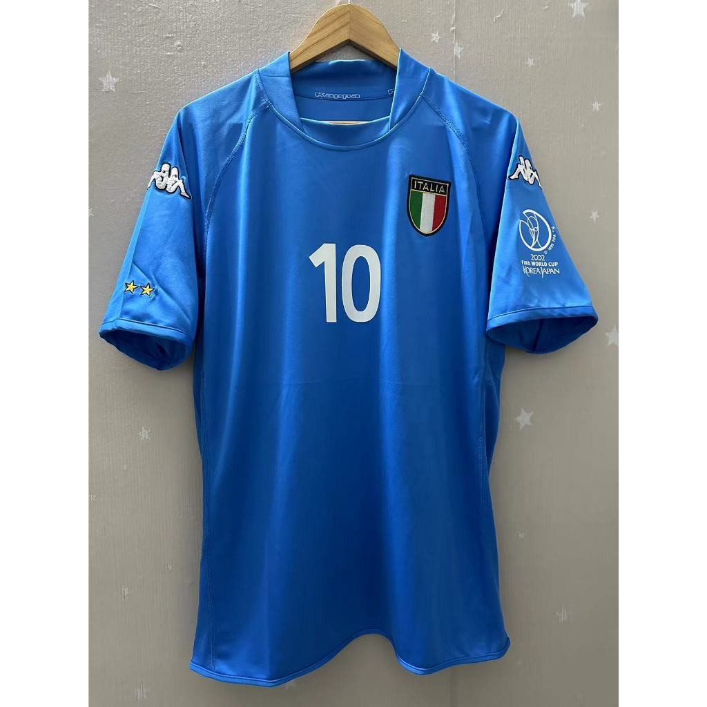 2002 อิตาลี Home TOTTI MALDINI DEL PIERO คุณภาพสูง Retro Football Jersey เสื้อยืดที่กําหนดเอง