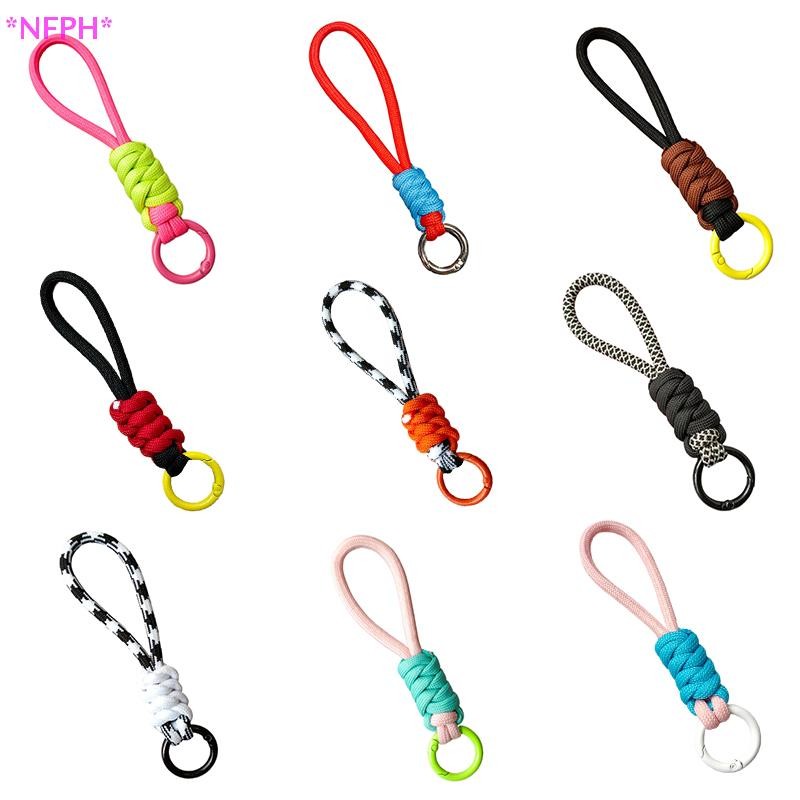 NFPH> Creative สีสัน Lanyard พวงกุญแจ Anti-Lost Knot เชือกไนลอนพวงกุญแจสําหรับผู้หญิงผู้ชายกระเป๋าเป้สะพายหลังจี้อุปกรณ์เสริมของขวัญใหม่