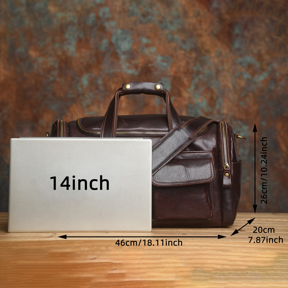 NAVSA หนังแท้ผู้ชาย Retro Duffel กระเป๋าขนาดใหญ่ความจุ First Layer Cowhide กระเป๋าเดินทางระยะทางสั้นแฟชั่นสบายๆ Messen