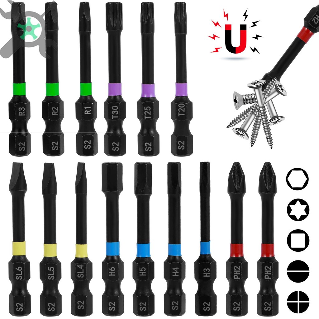15 ชิ้น Strong ไขควงแม่เหล็กชุด Bit S2 เหล็ก 1/4 นิ้ว Hex Shank ไขควงชุด Bit SHOPTKC2281
