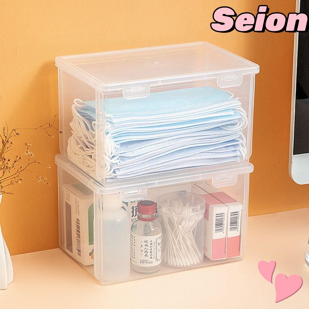 Seion 1 ชิ้นพลิกกล่อง,โปร่งใสแบบพกพากล่องเก็บ,กันฝุ่นขนาดเล็กขนาดใหญ่พลาสติกหนายาเก็บยาเครื่องประดับต่างหูเครื่องสําอาง