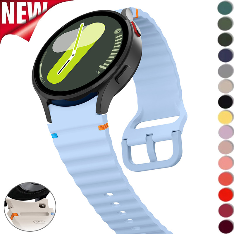 สายซิลิโคนสีสันสดใสสําหรับ Samsung Galaxy Watch 7 FE 7 6 5 4 44 มม.40 มม.5 Pro 45 มม.สร้อยข้อมือสําหรับ Galaxy Watch 6Classic 43 มม.47 มม.