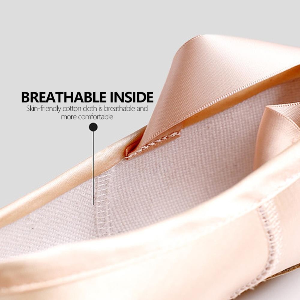 Feelfly Professional Ballet Pointe รองเท้าสาวสุภาพสตรีริบบิ้นบัลเล่ต์รองเท้าประสิทธิภาพรองเท้าฝึกรองเท้าเต้นรํา H5K1