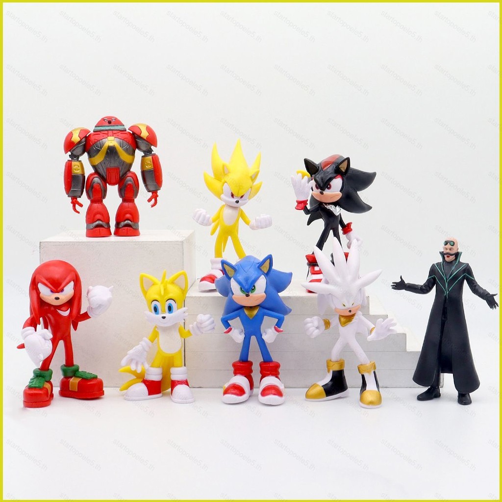 Sta5 8pcs Sonic the Hedgehog Action Figure Tails Amy Rose Knuckles the Echidna Shadow the Hedgehog ต