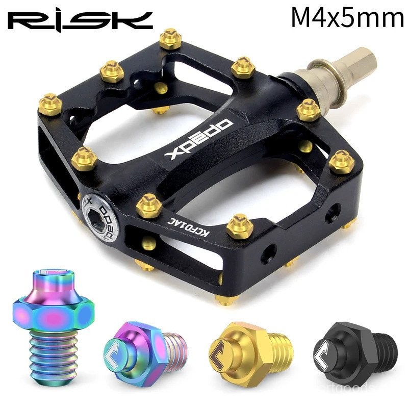 8ชิ้น/กล่องเหยียบจักรยานสายฟ้าโลหะผสมไทเทเนียม TC4 MTB จักรยานถนนข้ามประเทศเหยียบต่อต้านข้ามสกรูจักรยานเท้าตอกสายฟ้า
