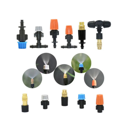 1/4 "หัวฉีด Sprayer Misting Sprinkler สวนชลประทานระบบ Tee Barb ด้าย Connector